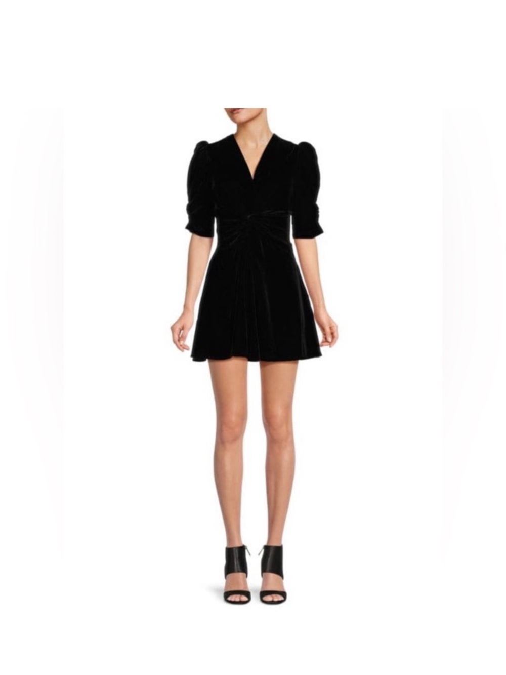 RHODE Black Velvet Twist-Front Dress